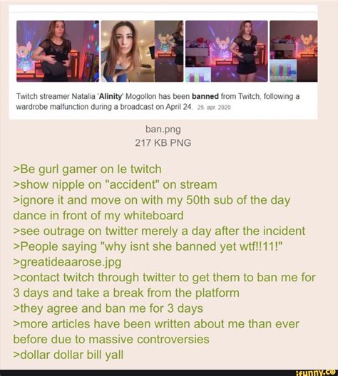 Alinity banned from Twitch following wardrobe。